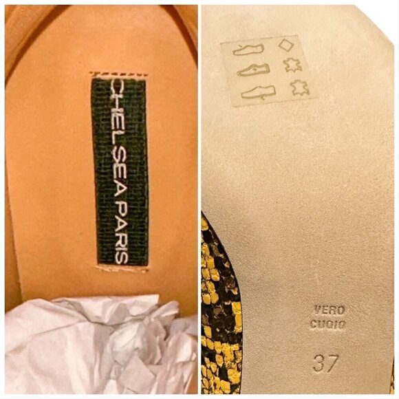 NIB Chelsea Paris Queen Boots, Yellow Snake Print, Size 37EU - Picture 8 of 15